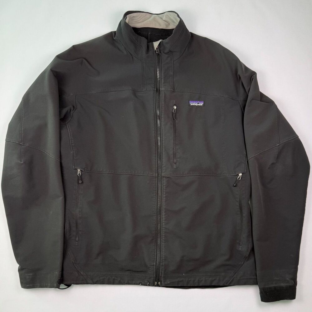Patagonia Softshell Jacket XXL Black Fleece Lined Full Zip Outdoor